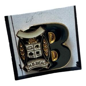 Vintage H.B. Beal School Pin - Black and Gold‎ Enamel, London Ontario Canada